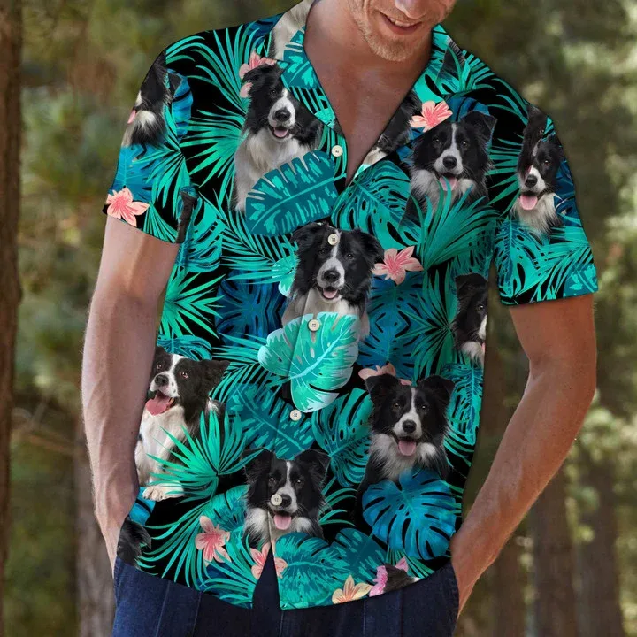 Border Collie Dog Tropical Clothing Hawaiian Shirt