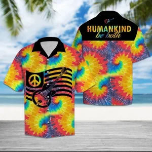 Abstract Guitar Humankind Be Both Tie Dye Pattern Hawaiian Shirt