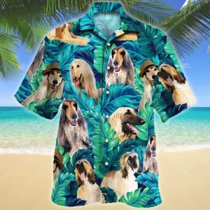 Afghan Hound Dog Lovers Ideas Summer Beach Palm Tree Pattern Hawaiian Shirt